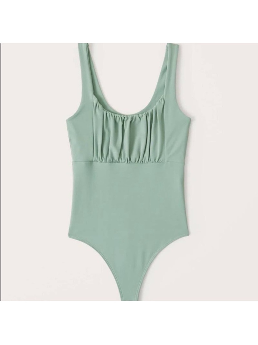 Abercrombie & Fitch Sage Green Ruched Front Bodysuit